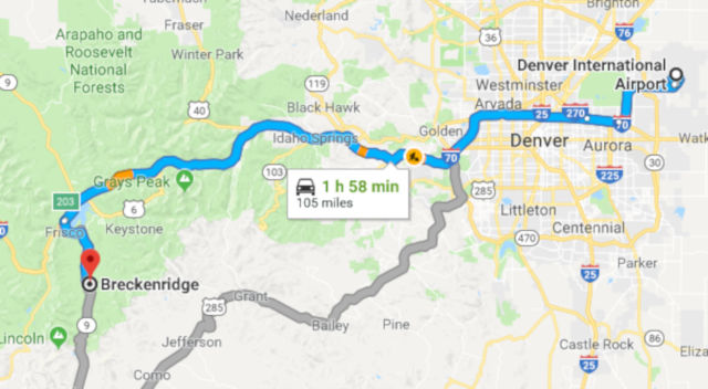 Most popular Denver International Airport Transfer to ski resorts Breckenridge Mountain